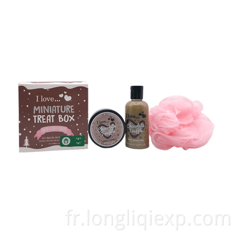 Soin de la peau douce Gel douche spa à la truffe au chocolat 100 ml Lotion au beurre corporel 50 ml